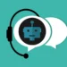 Illustration of a friendly blue chatbot robot face inside a chat bubble wearing a headset — representing AI chatbots that agree with users too quickly.