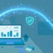 Illustration of a laptop and phone with a glowing encrypted tunnel connecting them to a server rack, with a shield symbol in the middle