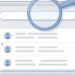 Illustration of an email inbox on a laptop screen with a magnifying glass over the search bar
