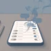 Illustration of a smartphone on a desk with its notification settings screen open, most toggles switched off, faint notification bubbles fading away
