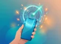 Editorial illustration of a hand holding a smartphone with a glowing speedometer gauge and lightning bolts above the screen, symbolising a phone speed boost