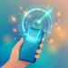 Editorial illustration of a hand holding a smartphone with a glowing speedometer gauge and lightning bolts above the screen, symbolising a phone speed boost