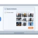 Illustration of a laptop showing a security verification puzzle — an "I'm not a robot" checkbox beside a grid of traffic-light photos, with a blue robot icon and a human figure on either side.